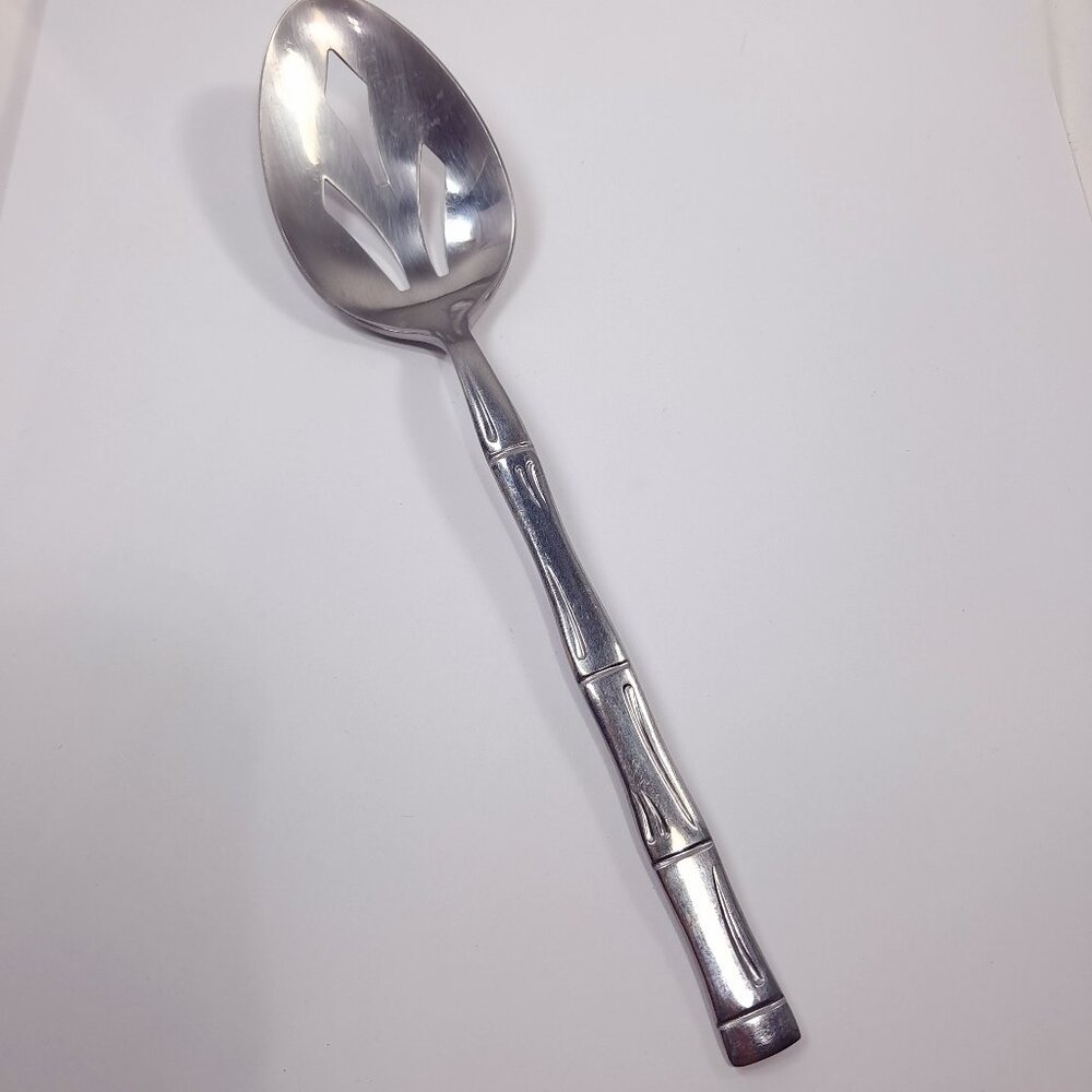 Vintage Reed & Barton Regal Bamboo pierced slotted serving spoon Korea Rebacraft